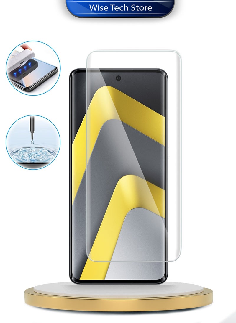 Wtech Xiaomi Poco M8 5G 2026 Premium Curved Edges UV Full Glue Full Cover Tempered Glass Screen Protector (MSGUCN) - Clear - Image 4