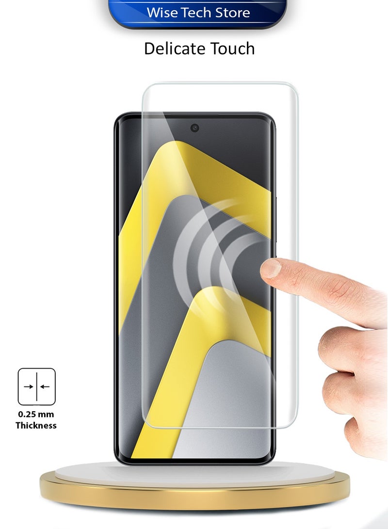 Wtech Xiaomi Poco M8 5G 2026 Premium Curved Edges UV Full Glue Full Cover Tempered Glass Screen Protector (MSGUCN) - Clear - Image 5