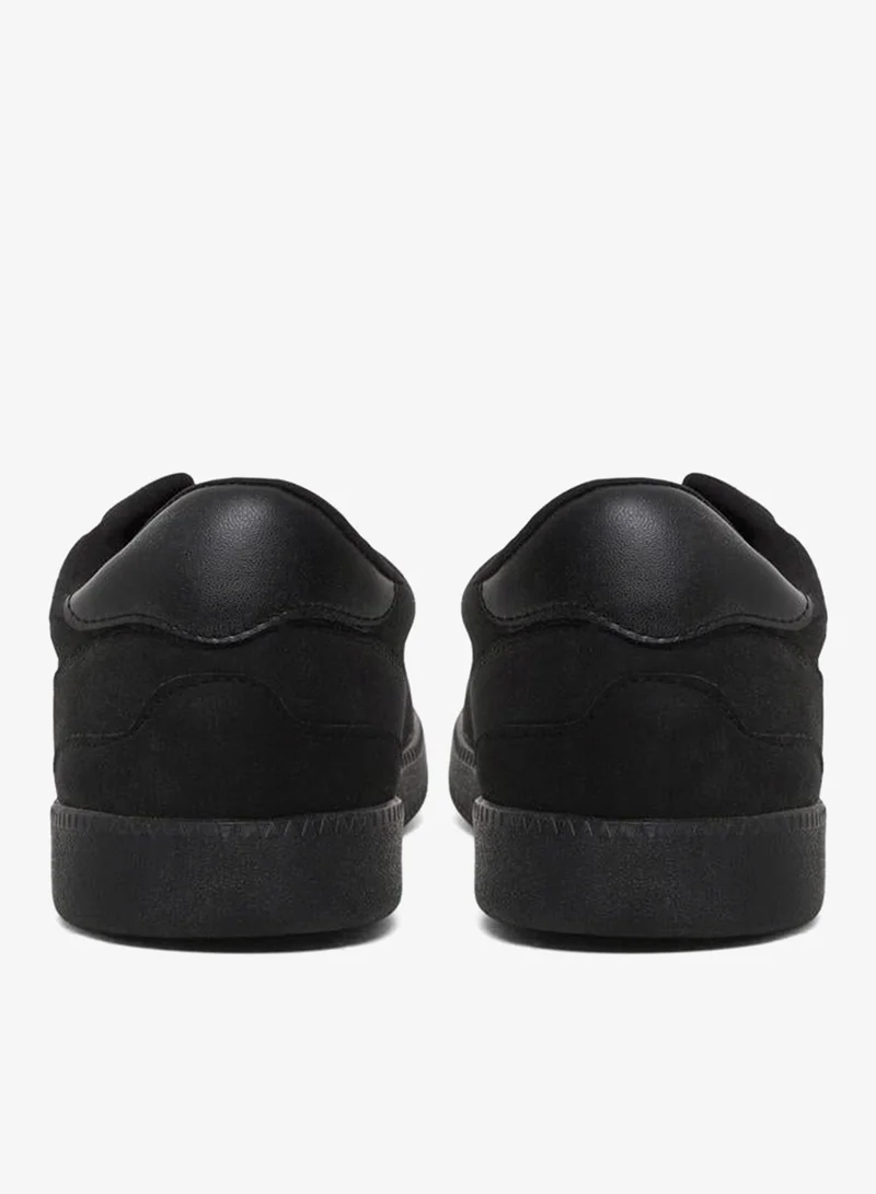 Styli Black Suede Striped Detail Lace Up Sneakers for Men | Best Price UAE