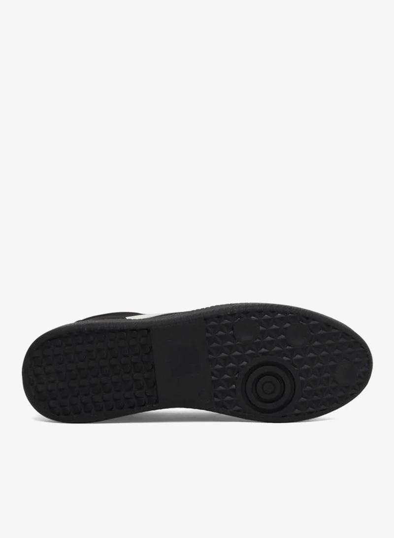 Styli Black Suede Striped Detail Lace Up Sneakers for Men | Best Price UAE