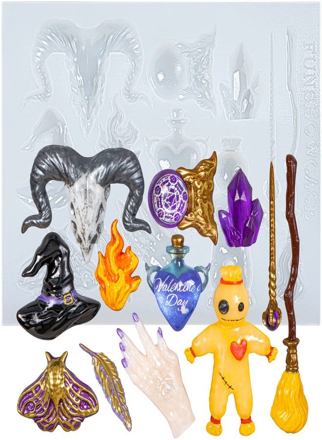 FUNSHOWCASE Witchcraft Altar Epoxy Resin Casting Silicone Mold for Sugarcraft Fondant Cake Decor, Cupcake Topper, Polymer Clay Crafts - Image 1