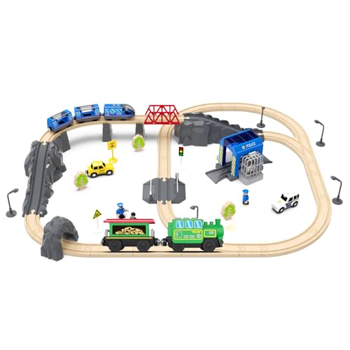 HANQIANN Battery Operated Locomotive Train Set for Wooden Train TracksPowerful Engine Train Vehicles Train Electric Remote Control Cars with LightSound Train Toy Gift for Kids Toddler - Image 5