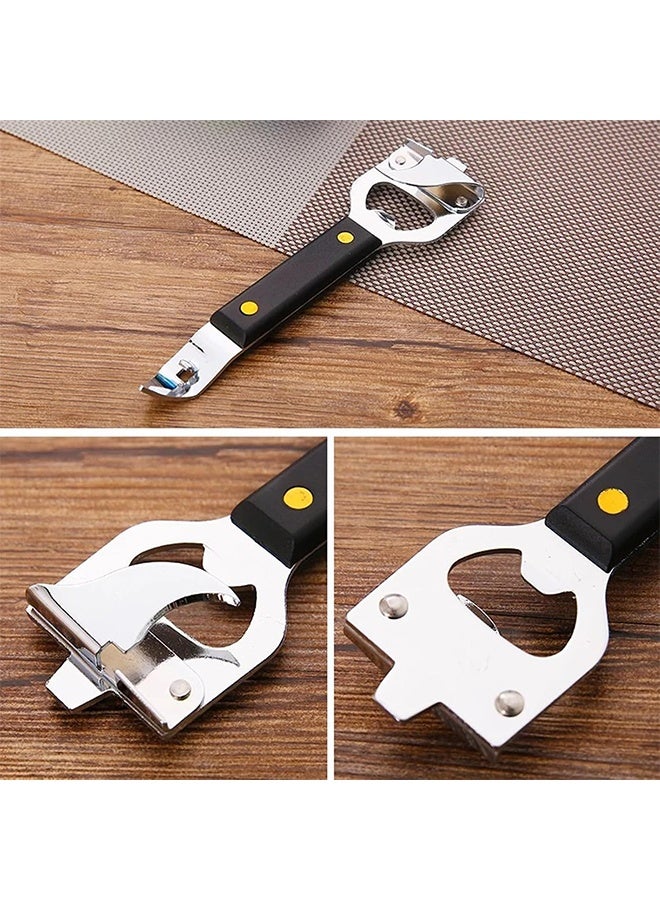 1 Pack 4-in-1 Can Punch Bottle Opener Classic Stainless Steel Manual Can Opener for Liquid with Cap Catcher, Can Tapper Church Key for Camping and Traveling  - Image 2