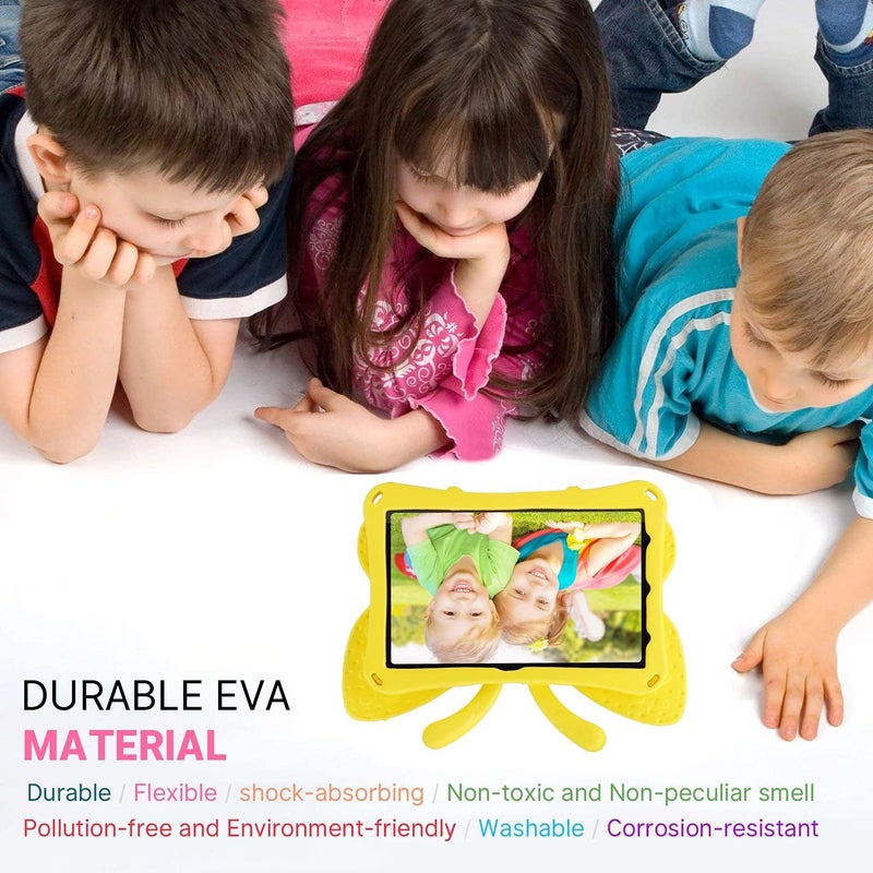 FunnyWin iPad 10.2 Tablet Case Kids,iPad 10.2 7 8 9 Butterfly Case with Kickstand Light EVA Full Boby Drop Protective Rugged Shockproof Kid-Proof iPad 7 8 9 iPad 10.2 Kid Tablet Case for Girl Kid Gift (Yellow) - Image 2