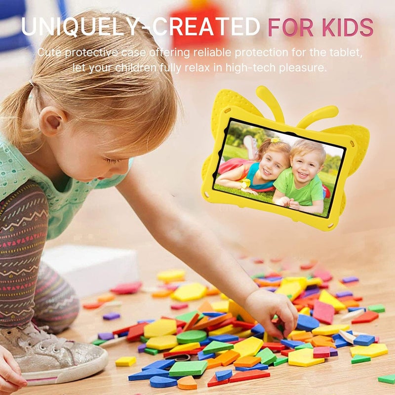 FunnyWin iPad 10.2 Tablet Case Kids,iPad 10.2 7 8 9 Butterfly Case with Kickstand Light EVA Full Boby Drop Protective Rugged Shockproof Kid-Proof iPad 7 8 9 iPad 10.2 Kid Tablet Case for Girl Kid Gift (Yellow) - Image 3