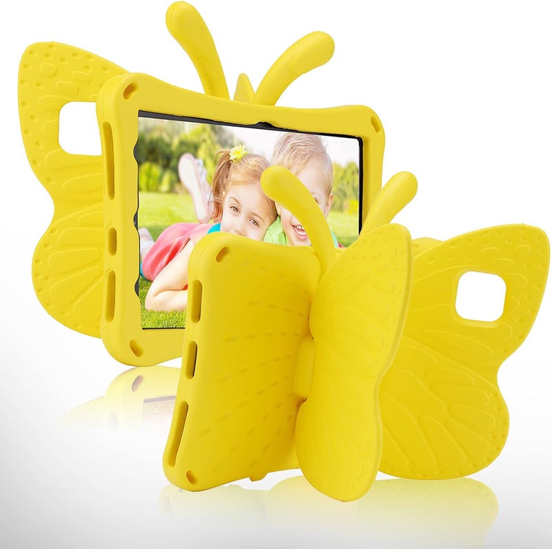 FunnyWin iPad 10.2 Tablet Case Kids,iPad 10.2 7 8 9 Butterfly Case with Kickstand Light EVA Full Boby Drop Protective Rugged Shockproof Kid-Proof iPad 7 8 9 iPad 10.2 Kid Tablet Case for Girl Kid Gift (Yellow) - Image 1