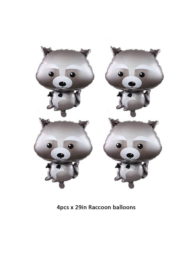 Finypa 4PCS Raccoon Balloons Raccoon Shaped Foil Mylar Balloons for Baby Shower Kids' Boys Woodland Animals Theme Birthday Party Supplies Decorations - Image 2