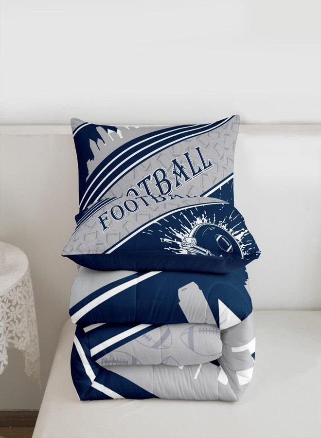 Feelyou Rugby Sports Bedding Set Boys Girls Full Size Comforter Set Sports Theme Women Men Football City Comforter Football Duvet Quilt Dark Blue Room Decor - Image 4