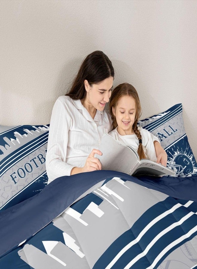 Feelyou Rugby Sports Bedding Set Boys Girls Full Size Comforter Set Sports Theme Women Men Football City Comforter Football Duvet Quilt Dark Blue Room Decor - Image 5