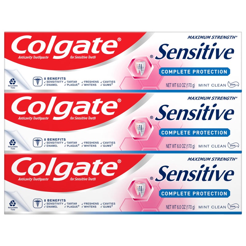 Colgate Sensitive Toothpaste, Complete Protection, Mint - 6 Ounce (Pack of 3) - Image 1