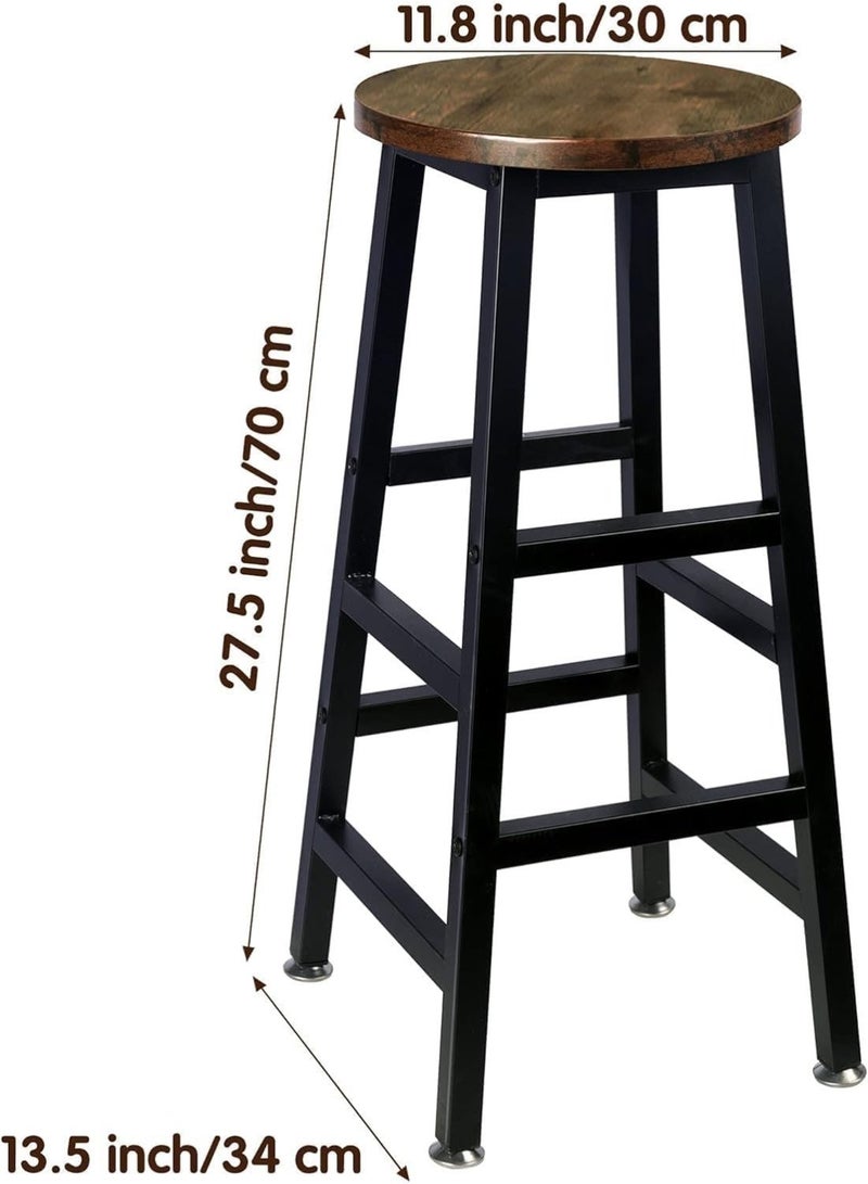 قف طقم طاولة طعام من 3 قطع، طاولة بار وكراسي، طاولة مطبخ بارتفاع منضدة مع مقعدين، بإطار فولاذي، طاولة بار بتصميم صناعي للمطبخ، ومساحات المعيشة، ومناطق التجمع - Image 5