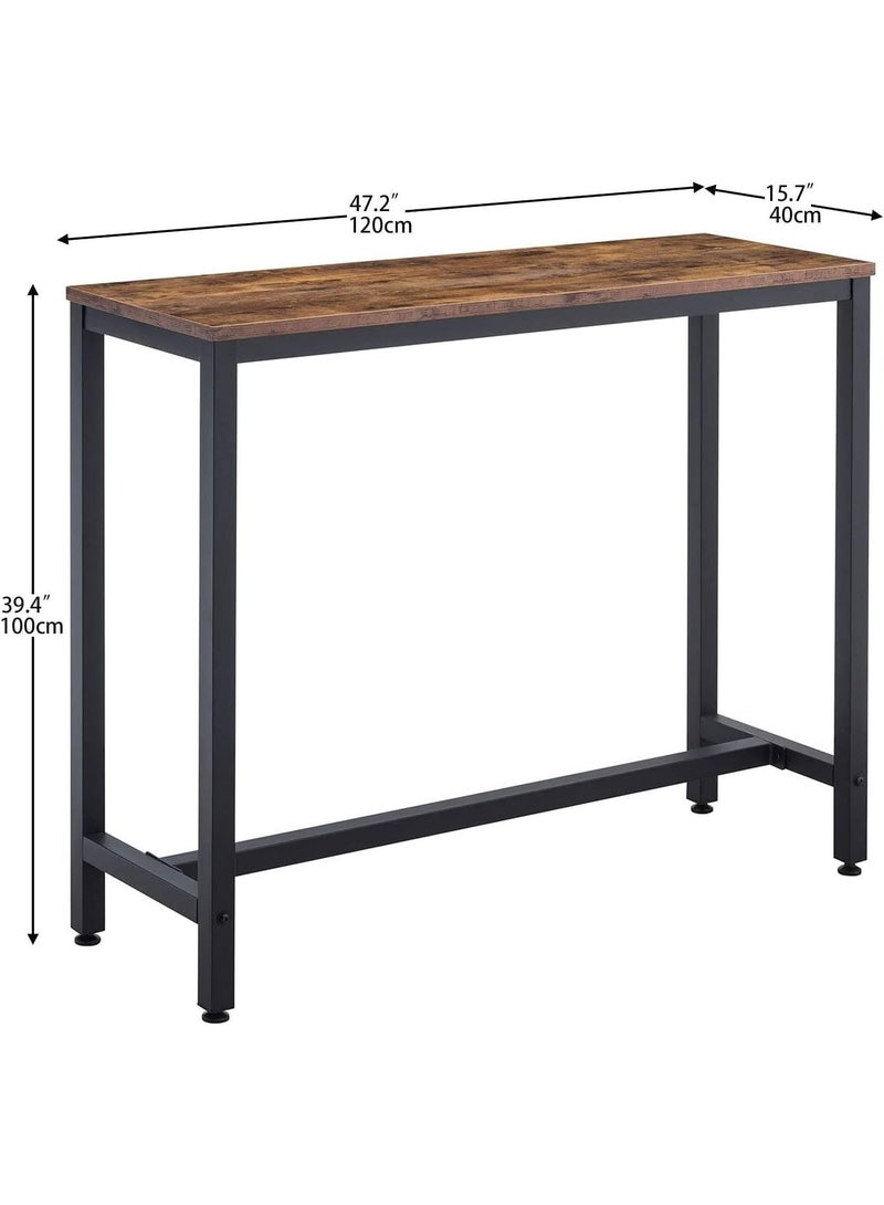 قف طقم طاولة طعام من 3 قطع، طاولة بار وكراسي، طاولة مطبخ بارتفاع منضدة مع مقعدين، بإطار فولاذي، طاولة بار بتصميم صناعي للمطبخ، ومساحات المعيشة، ومناطق التجمع - Image 4