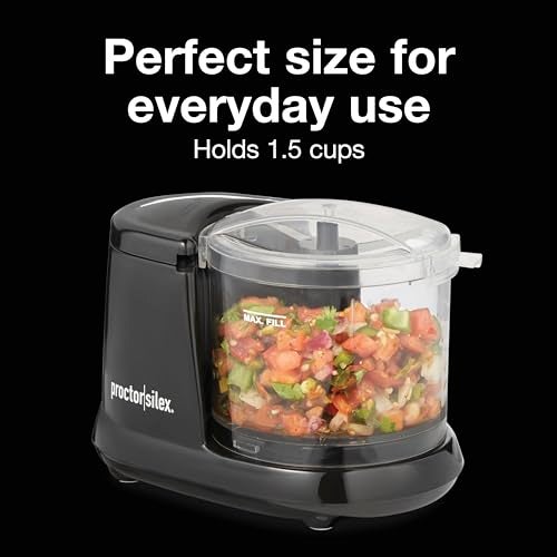 Proctor Silex Durable Electric Vegetable Chopper & Mini Food Processor for Chopping, Puree & Emulsify, 1.5 Cup, Black - Image 2