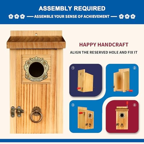 SISTERBIRD Premium Pack of 2 Bluebird Houses for Outside, Garden Bird Houses for Outdoor, Vintage Metal Predator Guard, Birdhouse Gift, Weatherproof Coating Bird Nesting, Assembly Required - Image 3