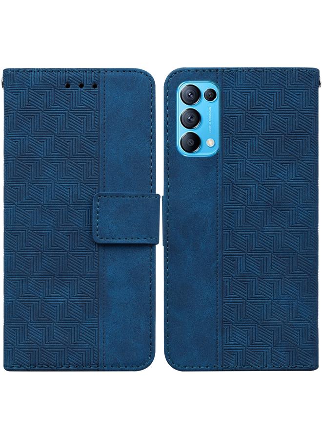 اس-توب جراب لهاتف OPPO Reno5 5G / 4G / Find X3 Lite جراب هاتف جلدي منقوش هندسيًا - Image 1