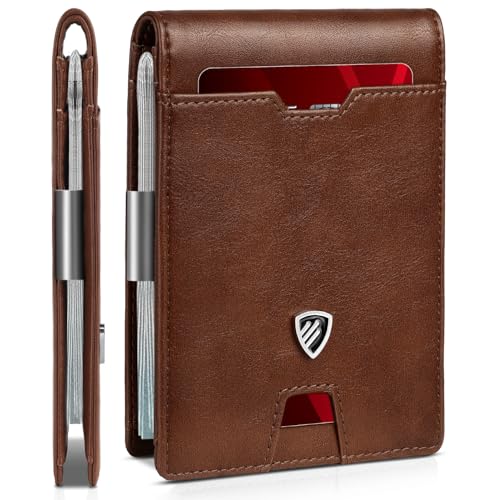 RUNBOX Mens Slim Wallet with Money Clip RFID Blocking Bifold Credit Card Holder for Men with Gift Box - Image 1