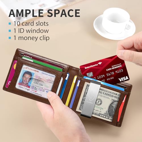 RUNBOX Mens Slim Wallet with Money Clip RFID Blocking Bifold Credit Card Holder for Men with Gift Box - Image 2