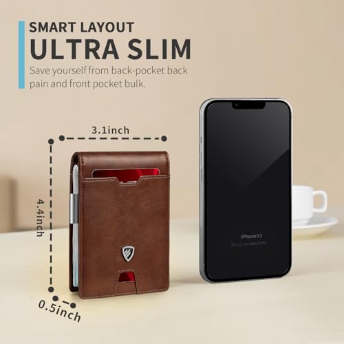 RUNBOX Mens Slim Wallet with Money Clip RFID Blocking Bifold Credit Card Holder for Men with Gift Box - Image 3