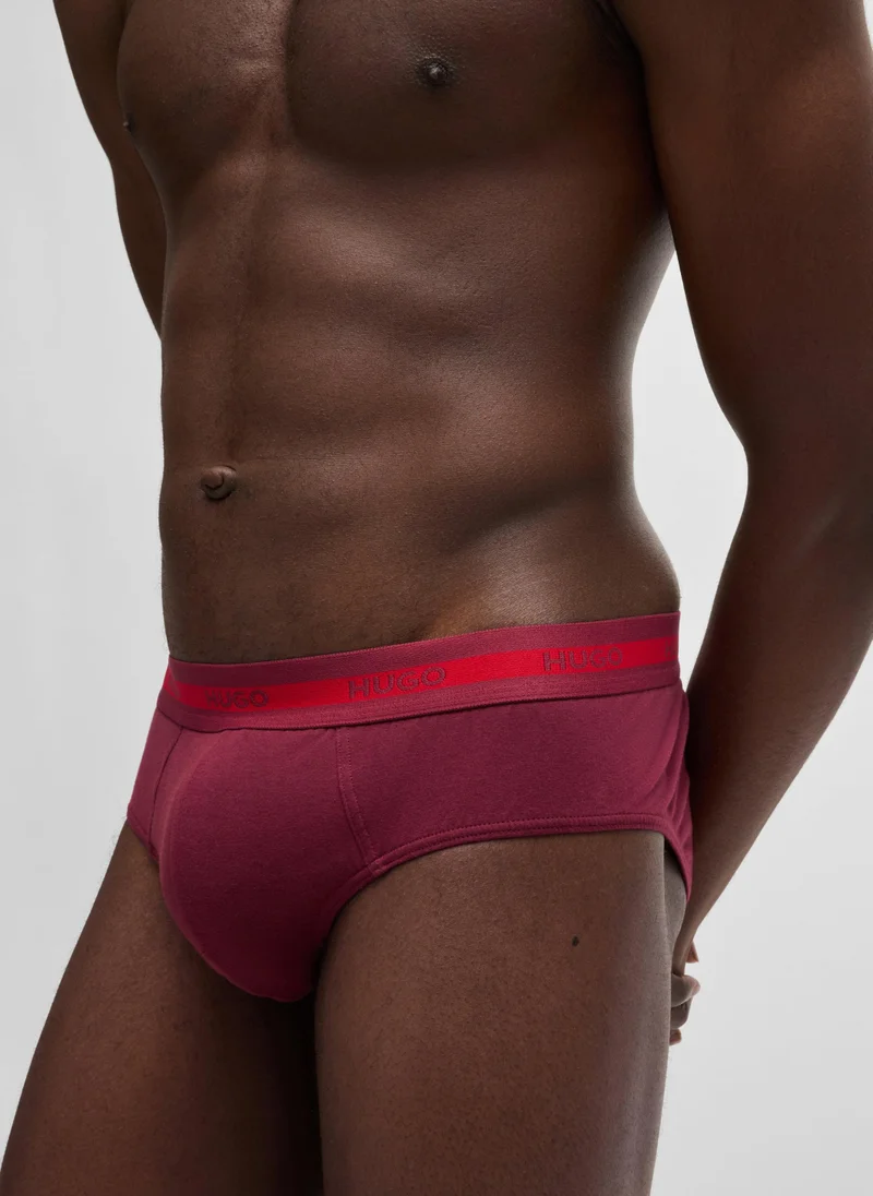 HUGO Three-pack of stretch-cotton briefs with logo waistbands