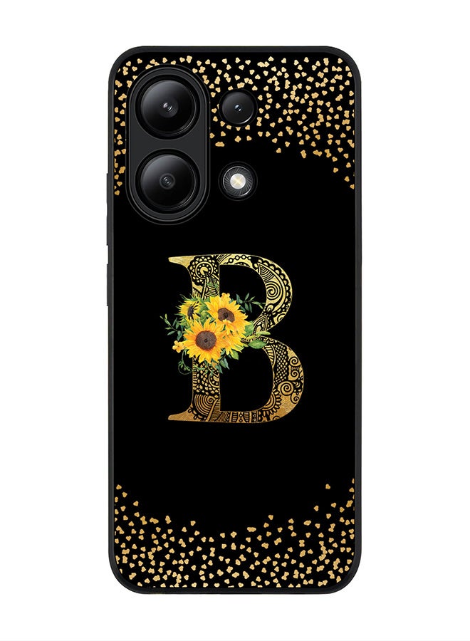 Stylizedd Rugged Black edge case for Xiaomi Redmi Note 13 4G, Cover Custom Monogram Initial Letter Mandala Floral Pattern Alphabet - B ( Black ) - Image 1