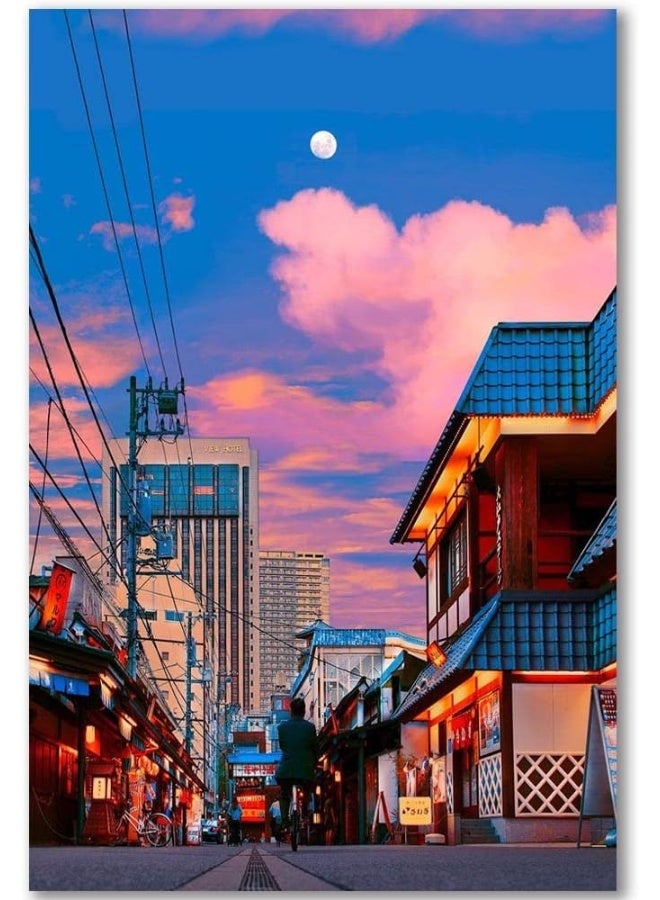 Home Trove Japan Art Posters Tokyo City Posters, Urban Landscape, Fuji Mountain View Wall Art Aesthetic Canvas Poster for Living Room Bedroom Dormitory Prep Room Decoration, Tokyo Anime Wall Art Picture Gift  - Image 1