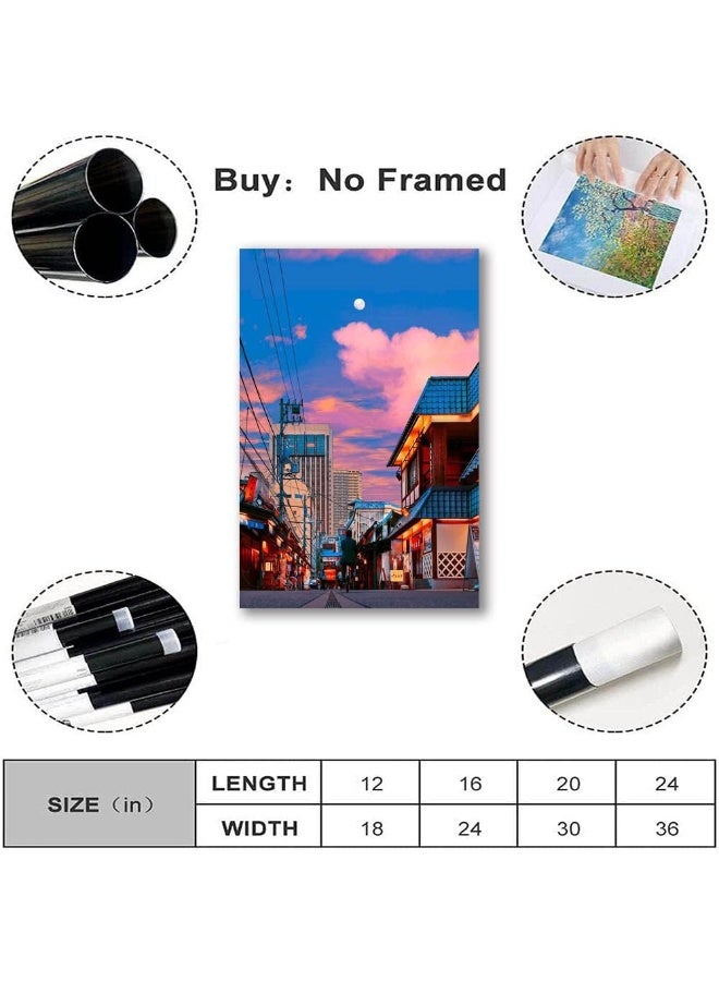 Home Trove Japan Art Posters Tokyo City Posters, Urban Landscape, Fuji Mountain View Wall Art Aesthetic Canvas Poster for Living Room Bedroom Dormitory Prep Room Decoration, Tokyo Anime Wall Art Picture Gift  - Image 2