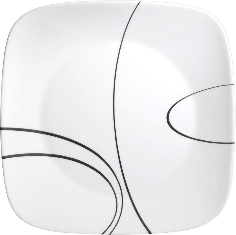 Corelle طقم أدوات مائدة كوريل 18 قطعة لخدمة 6 أشخاص، أطباق وأوعية مربعة خفيفة الوزن مقاومة للكسر والزجاج ثلاثي الطبقات، خطوط بسيطة - Image 5
