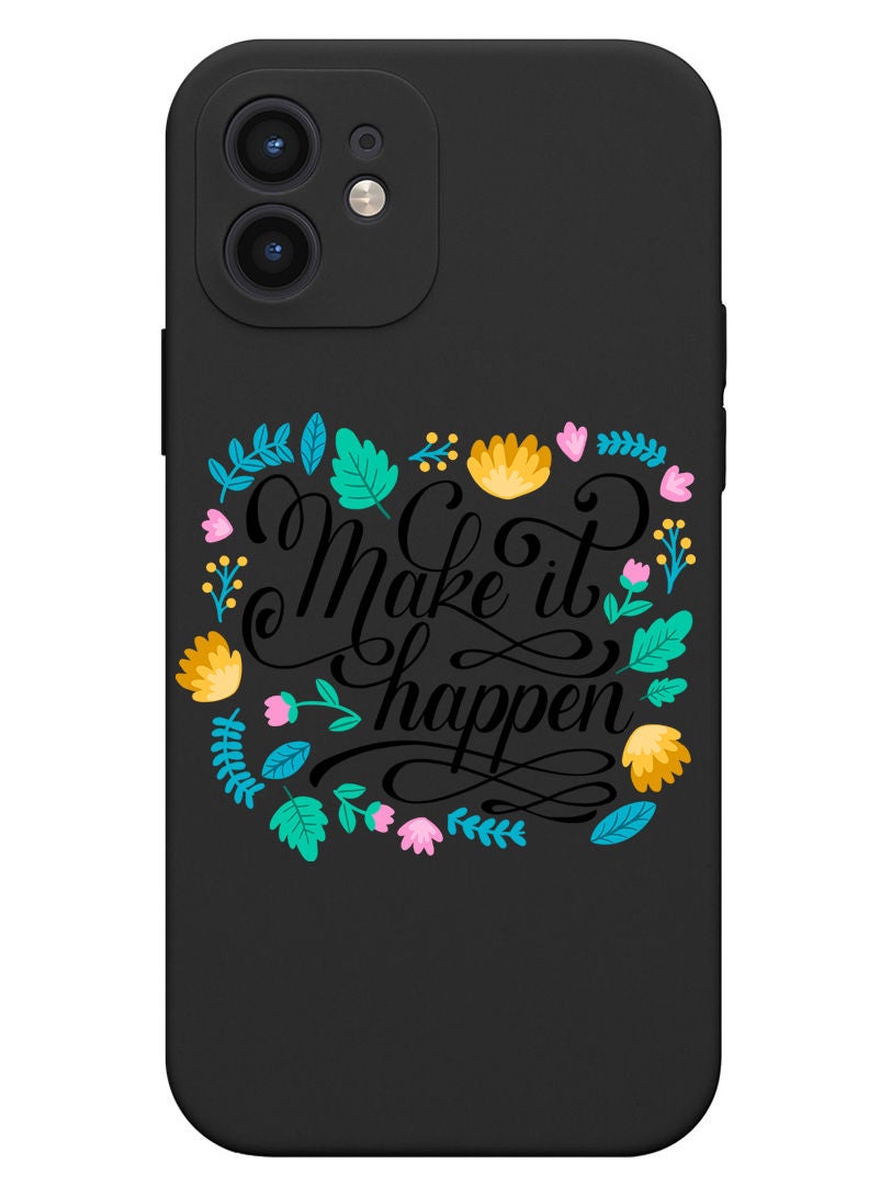 Theodor Protective Slim Fit Case Liquid Silicone Cover with Full Body Protection Anti-Scratch Shockproof Case For iPhone 12 Black  - Make your move - Image 1