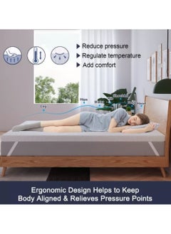 AL WADI FURNITURE 5cm Thick Luxury Soft Ventilated Visco Memory Foam Double Bed Mattress Topper,with Removable Belgium Jacquard Cotton Non-Slip Cover, Max Back Support - 120W x 190L cm  - Image 3