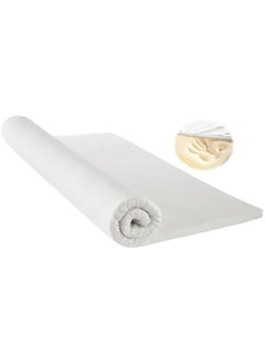 AL WADI FURNITURE 5cm Thick Luxury Soft Ventilated Visco Memory Foam Double Bed Mattress Topper,with Removable Belgium Jacquard Cotton Non-Slip Cover, Max Back Support - 120W x 190L cm  - Image 1