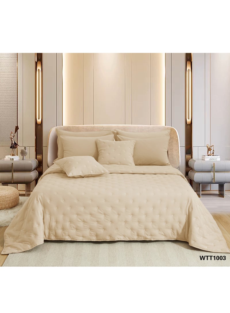 ShinyFlower Quilted Quilt With Dots Washed Cotton 5 pieces Comforter Set 220 x 160cm Single Size - Image 1