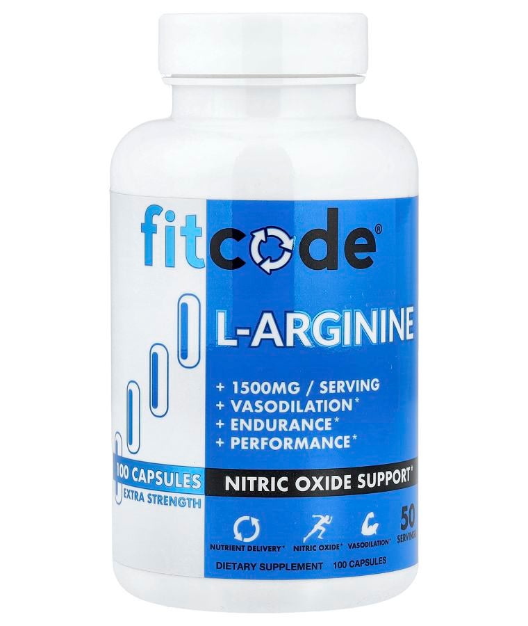 fitcode L-Arginine 100 Capsules (750 mg per Capsule)