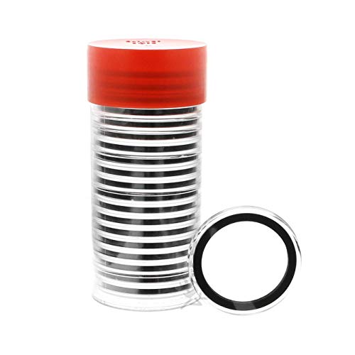 OnFireGuy 20pcs 39mm Black Ring Coin Capsules & Capsule Tube with Red Cap Lid for 1oz Silver Rounds | Protective Coin Cases for 1oz Silver Buffalo, Copper Rounds and Standard Casino Chips - Image 2