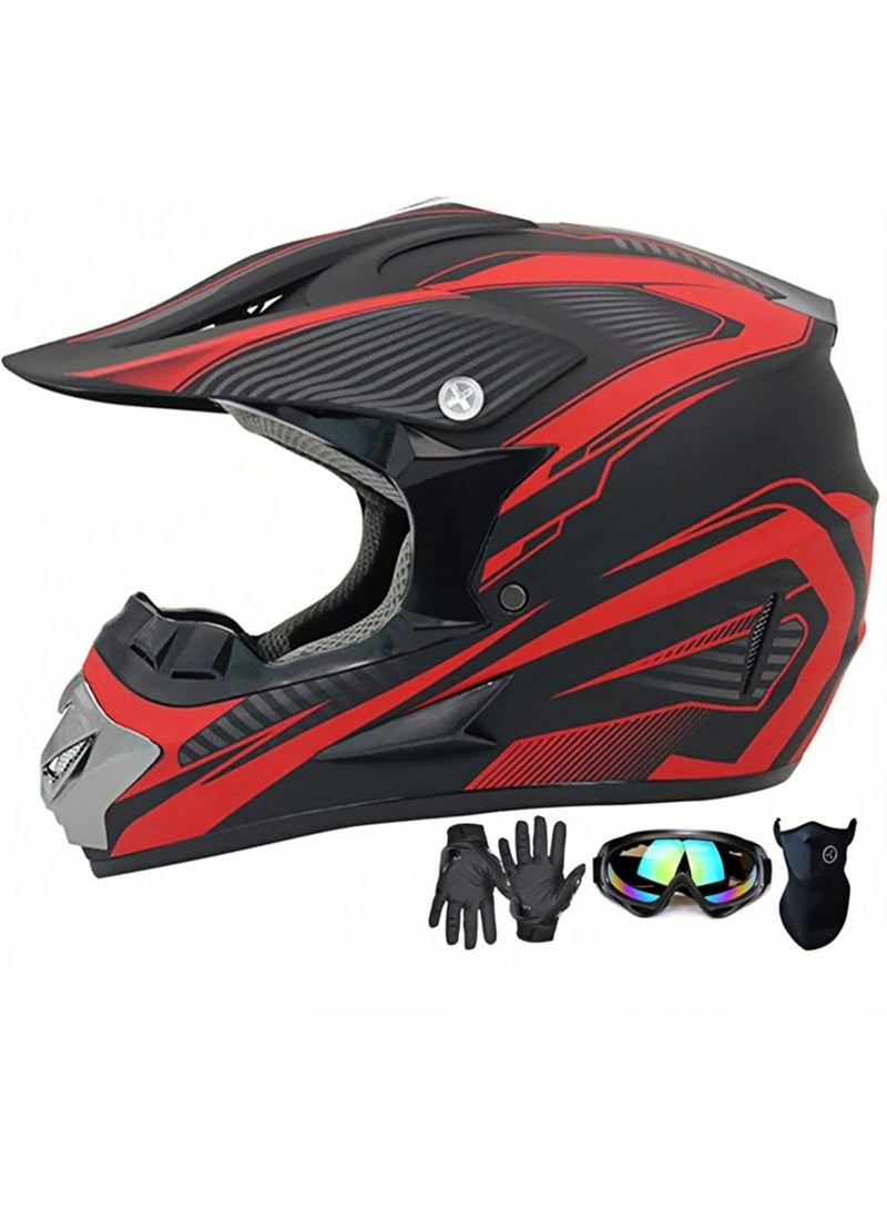 Relex Motocross Helmet, Youth & Adult ATV Dirt Bike Motorcycle Helmet, Kids 4-Wheeler Off-Road Mountain Bike Helmet, W/Gloves Goggles Mask - Image 1