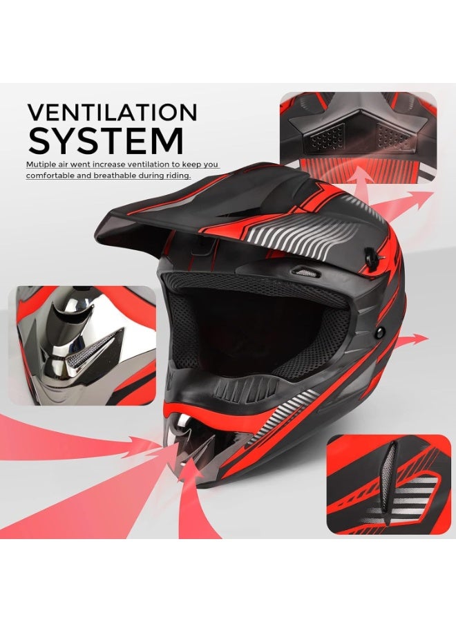 Relex Motocross Helmet, Youth & Adult ATV Dirt Bike Motorcycle Helmet, Kids 4-Wheeler Off-Road Mountain Bike Helmet, W/Gloves Goggles Mask - Image 4