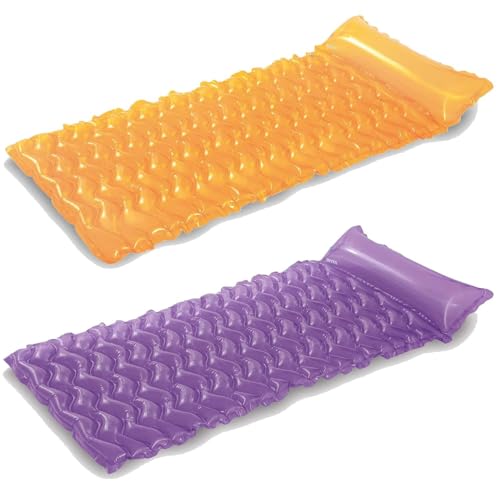Intex - Tote-N-Float Wave Inflatable Air Mat, (90 inches X 34 inches), (Colors May Vary), (2 Pack) - Image 1