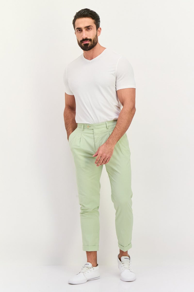 Sorbino Men Regular Fit Plain Chino Pants, Sage Green - Image 4