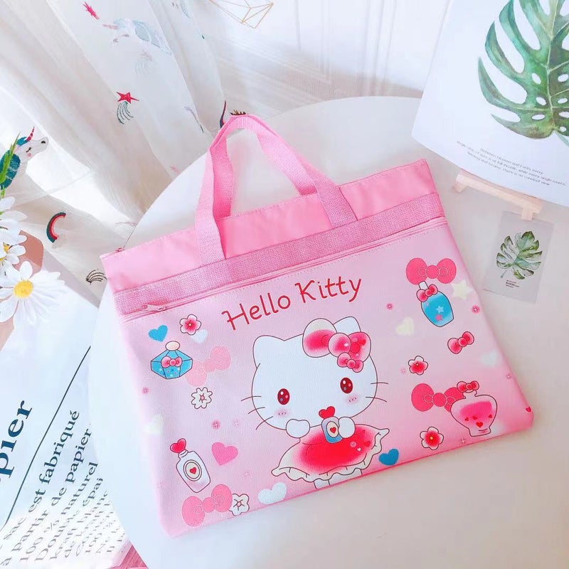 New Pu Cartoon Figure Handbag Student Tutorial Bag A4 Double-Layer Portable Document Bag Information Bag - Image 1