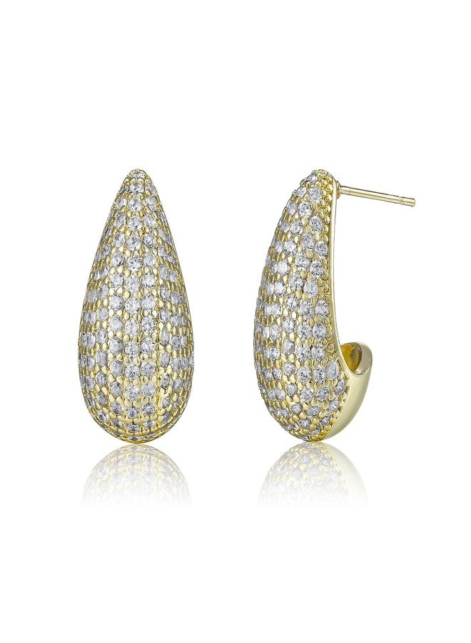 BriLove Chunky Teardrop Earrings for Women, Unique Retro Hypoallergenic Trendy Lightweight Waterdrop Gold Hoop Drop Earring for Party Daily Wear Accessories Clear Gold-Tone - Image 1