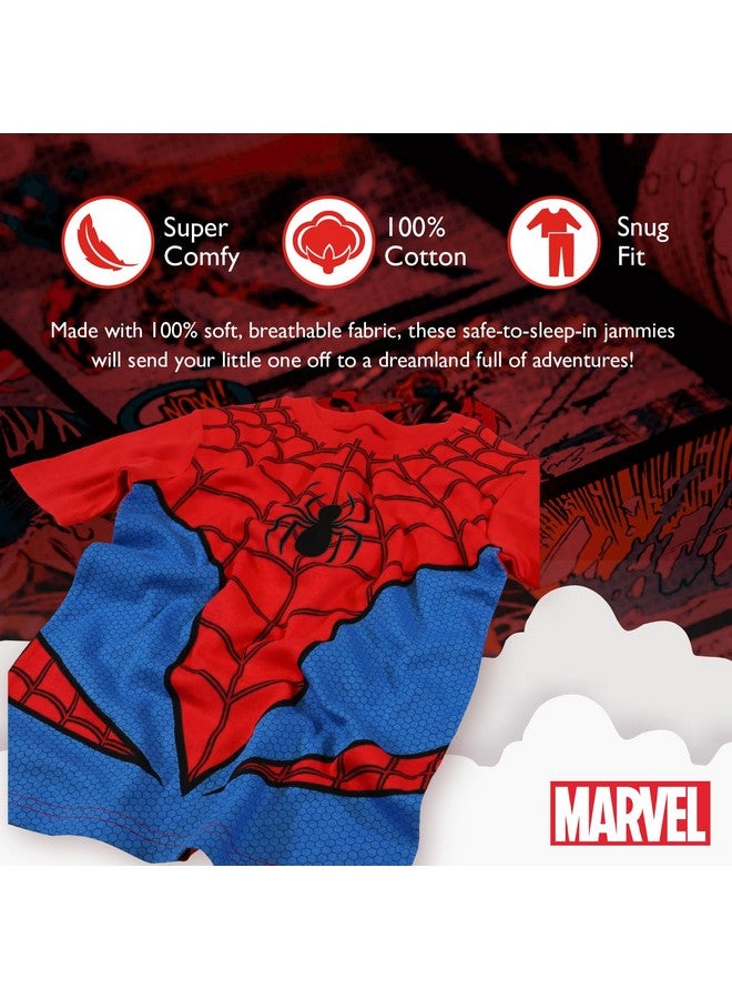 Marvel Boys' Spider-Man 2-Piece Snug-Fit Cotton Pajama Set, SPIDER COSTUME, 4 - Image 3