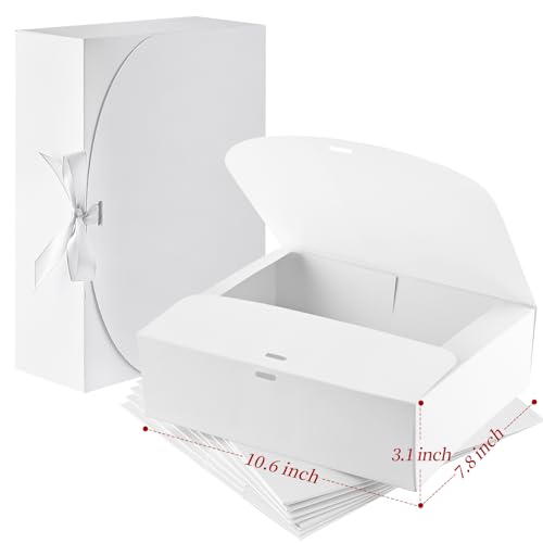 Ocmoiy 12 Pack Gift Boxes with Lids 106x78x31 Inch White Paper Gift Box with Ribbon Bridesmaid Proposal Box for Wedding Packaging Baby Shower Birthday Christmas Party Present Crafting - Image 3