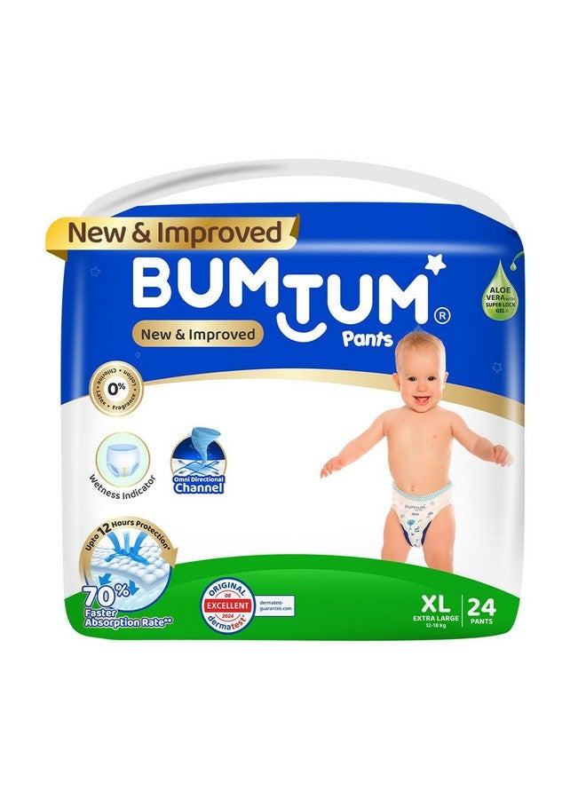 Bumtum Baby Diaper Pants, XL Size 24 Count, Double Layer Leakage Protection Infused With Aloe Vera, Cottony Soft High Absorb Technology (Pack of 1) - Image 1