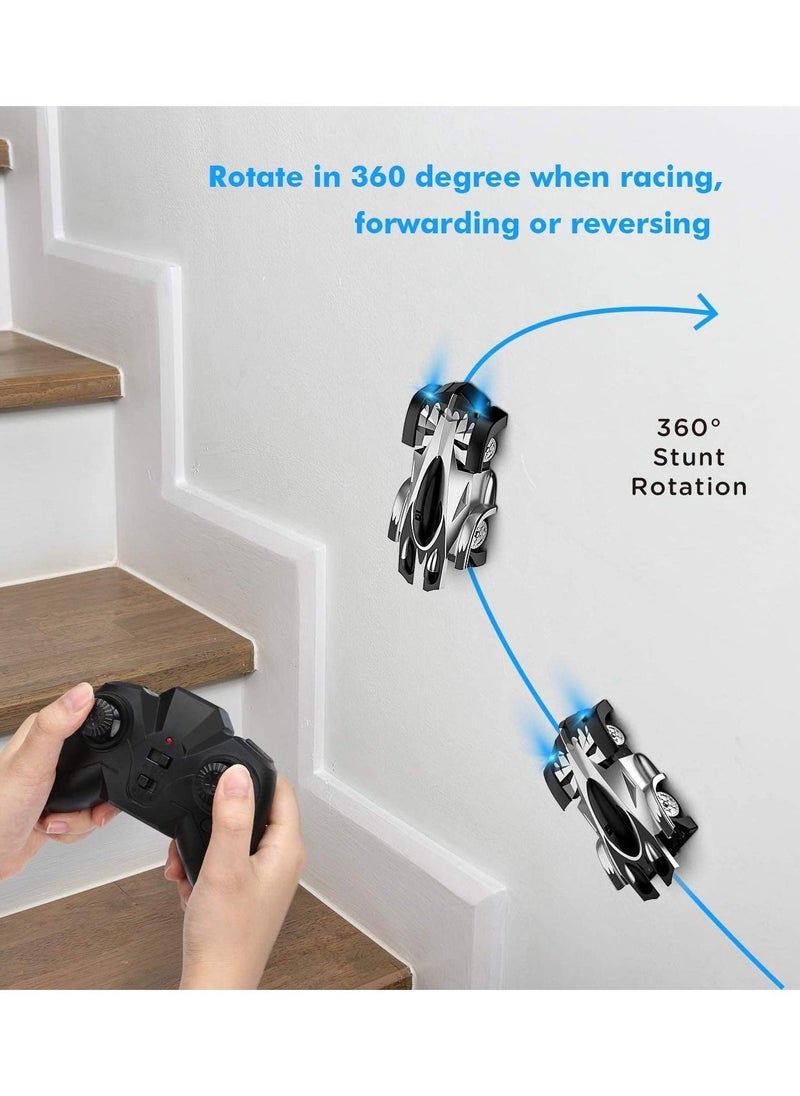 Remote Control Car, for Kids, Rc Cars Car Toys Wall Climbing Car Dual Mode 360°Rotating Stunt Rechargeable High Speed Vehicle with LED Lights (Black and White) - Image 2