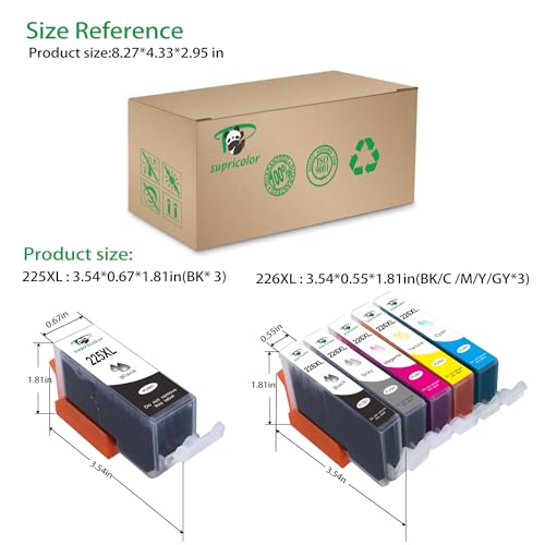Supricolor 18 Pack PGI-225 CLI-226 Ink Cartridges High Yield Compatible with PIXMA iP4820 iP4920 iX6520 MG5120 MG5320 MG6120 MG6220 MG8120 MG8220 MX712MX882 MX892 Wireless(with Gray) - Image 3