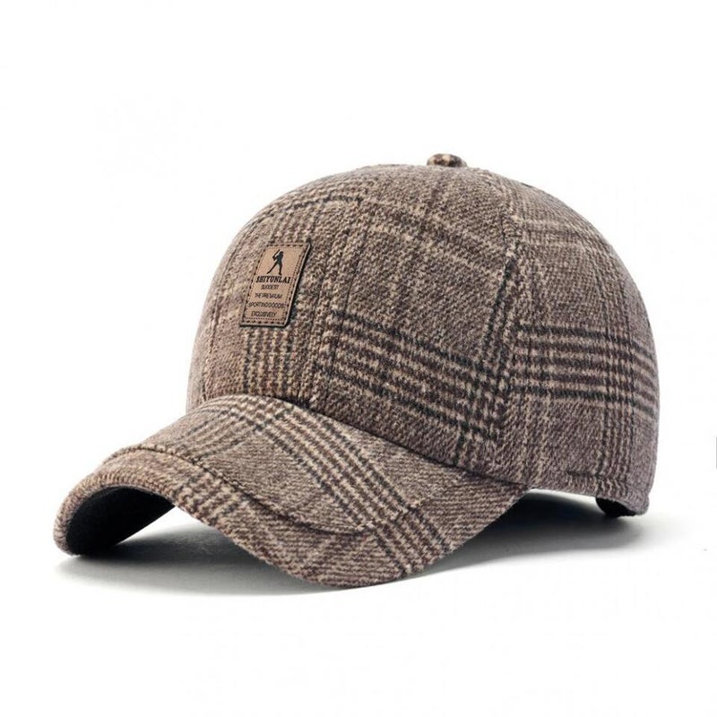 Baseball Cap Winter Plaid  Thickened Outdoor Casual Couple Printed Hat - Image 3
