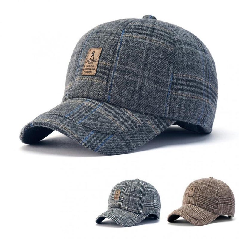 Baseball Cap Winter Plaid  Thickened Outdoor Casual Couple Printed Hat - Image 2