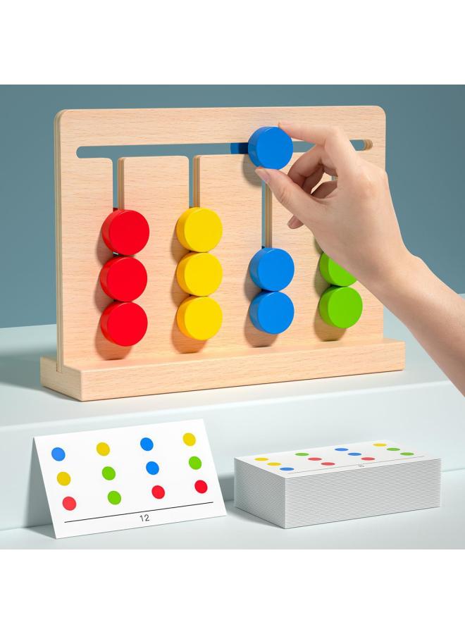 Four-color Walking Double-sided Chess Children's Logical Thinking Training Game Board 1 Montessori Early Education Toy 2 A Just Escape-Color:Four-color Game Of Moving Chess [beech Wood Version] + Bobo Ball Mushroom Nails✦