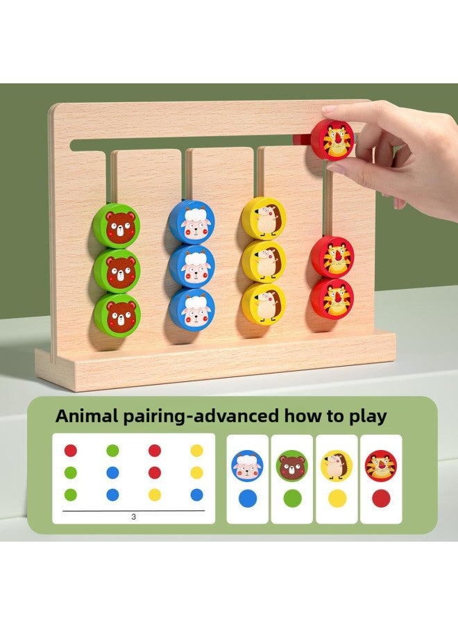 Four-color Walking Double-sided Chess Children's Logical Thinking Training Game Board 1 Montessori Early Education Toy 2 A Just Escape-Color:Four-color Game Of Moving Chess [beech Wood Version] + Bobo Ball Mushroom Nails✦