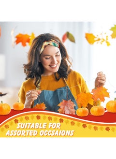 Giegxin Giegxin 10 Pcs Thanksgiving Headbands Fall Headbands for Women Nursing Head Band Wide Knotted Elastic Pumpkin Turkey Maple Leaves Thanksgiving Decor Autumn Festive Gift Hair Accessories(Maple Leaf)  - Image 3