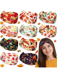 Giegxin Giegxin 10 Pcs Thanksgiving Headbands Fall Headbands for Women Nursing Head Band Wide Knotted Elastic Pumpkin Turkey Maple Leaves Thanksgiving Decor Autumn Festive Gift Hair Accessories(Maple Leaf)  - Image 1